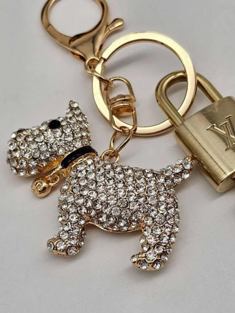 Louis Vuitton Gold Lock & Key 🔑 Authentic LV Unbranded Dog Keychain Charm - Picture 5 of 7